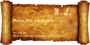 Matejko Leander névjegykártya